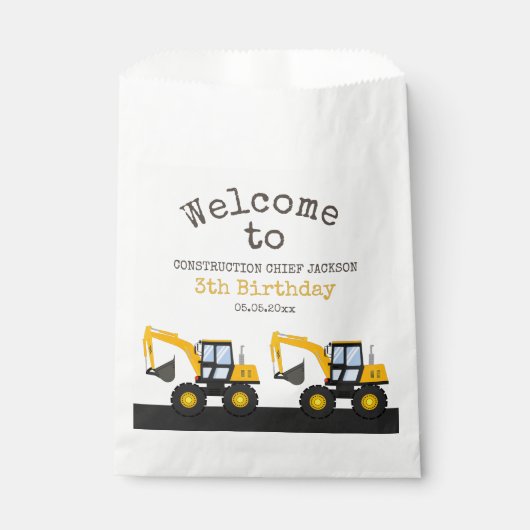 Construction Truck Birthday | Personalized Décor フェイバーバッグ (正面)