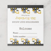 Construction Truck Birthday | Personalized Décor プレイスカード (外部開封)