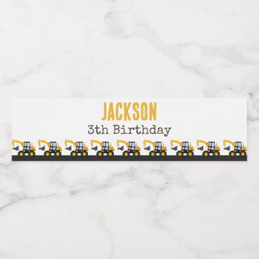 Construction Truck Birthday | Personalized Décor ペットボトルラベル (シングルラベル)