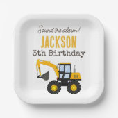 Construction Truck Birthday | Personalized Décor ペーパープレート (正面)