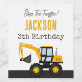 Construction Truck Birthday | Personalized Décor ワインラベル (シングルラベル)