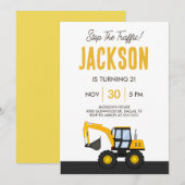 Construction Truck Birthday | Personalized Décor 招待状 (正面/裏面)