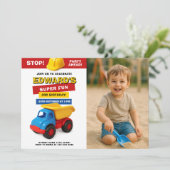 Construction Truck Birthday with photo 招待状 (スタンド正面)