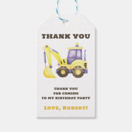 Construction Truck Excavator Birthday Party ギフトタグ