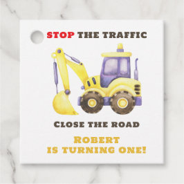 Construction Truck Excavator Birthday Party フェイバータグ