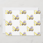 Construction Truck Excavator Birthday Party 招待状 (裏面)