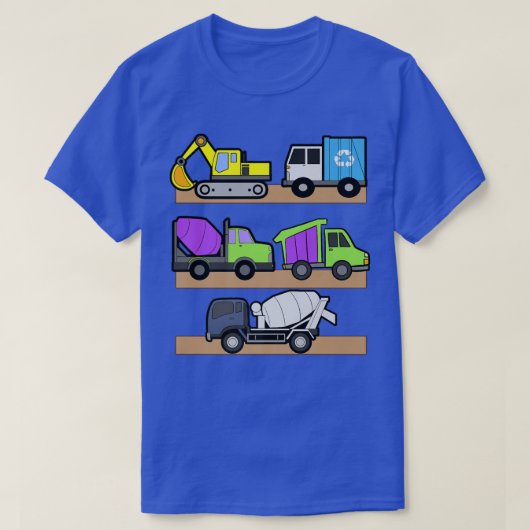 Construction Truck Excavator Concrete Mixer Dump T Tシャツ (デザイン正面)