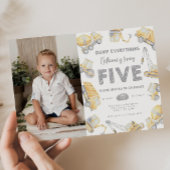 Construction Truck FIVE 5th Birthday Party 招待状