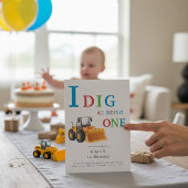 Construction Truck 'I Dig Being One' Birthday  招待状