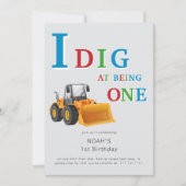 Construction Truck 'I Dig Being One' Birthday  招待状 (正面)