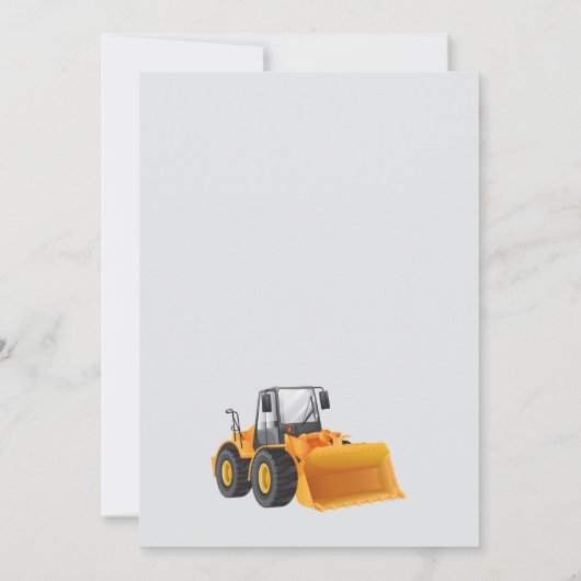 Construction Truck 'I Dig Being One' Birthday  招待状 (裏面)