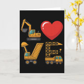 Construction Truck Love Excavator Dump Truck Crane カード (黄色い花)