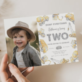 Construction Truck TWO 2nd Birthday Party 招待状