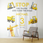 Construction Trucks Birthday Photo backdrop タペストリー (インサイチュ)