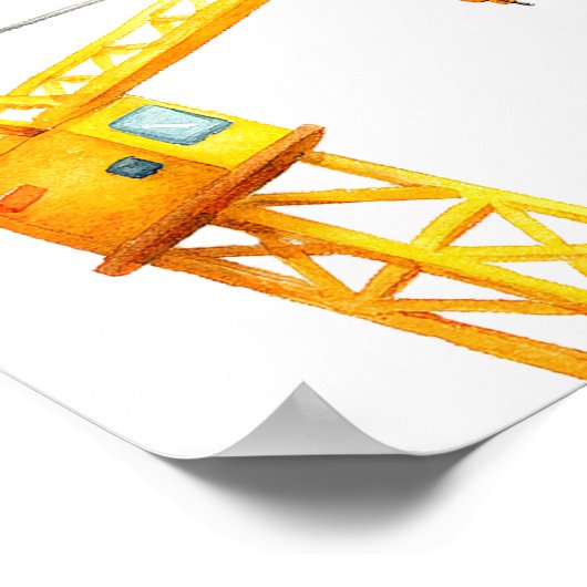 Construction Trucks Birthday Welcome Sign ポスター (角)