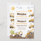 Construction Trucks Boy 1st First Birthday 招待状 (正面)