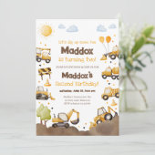 Construction Trucks Boy 2nd Second Birthday 招待状 (スタンド正面)