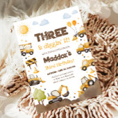 Construction Trucks Boy Dirty 3RD-Y Third Birthday 招待状