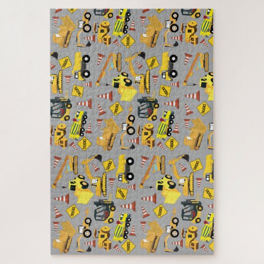 Construction Trucks Pattern ジグソーパズル (縦)