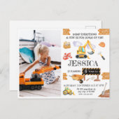 Construction Trucks Theme Birthday ポストカード (正面/裏面)