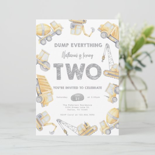 Construction TWO 2nd Birthday Party 招待状 (スタンド正面)