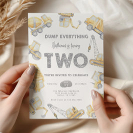 Construction TWO 2nd Birthday Party 招待状