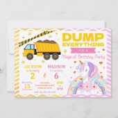 Construction & Unicorn Joint Birthday Invitation 招待状 (正面)