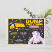 Construction & Unicorn Joint Birthday Invitation 招待状 (スタンド正面)