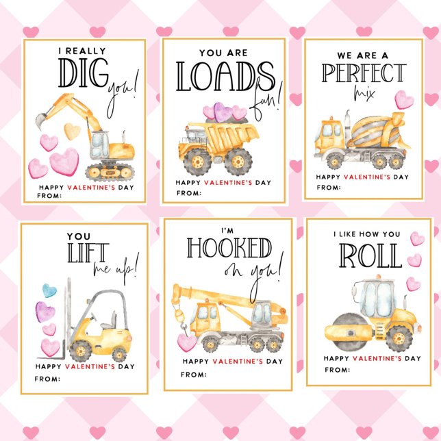 Construction Valentine's Day Kids Classroom cards レターヘッド (Construction Valentine's day Kids Classroom Cards)