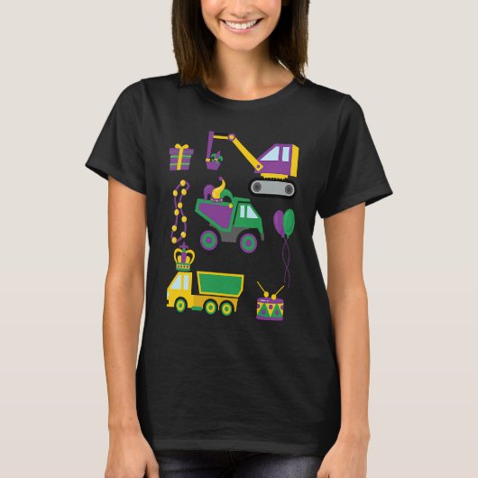 Construction Vehicle Mardi Gras Toddlers Boys Tシャツ (正面)