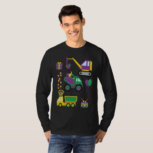 Construction Vehicle Mardi Gras Toddlers Boys Tシャツ (正面フル)