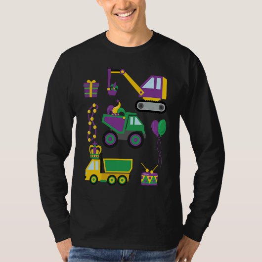 Construction Vehicle Mardi Gras Toddlers Boys Tシャツ (正面)