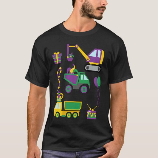 Construction Vehicle Mardi Gras Toddlers Boys Tシャツ (正面)