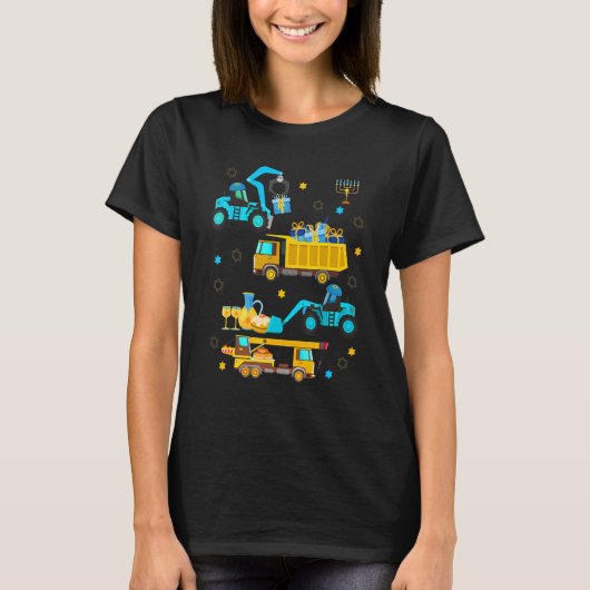 Construction Vehicle Menorah Hanukkah Chanukah Tod Tシャツ (正面)