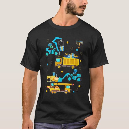 Construction Vehicle Menorah Hanukkah Chanukah Tod Tシャツ (正面)
