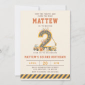 Construction Vehicles 2nd Birthday Invitation 招待状 (正面)