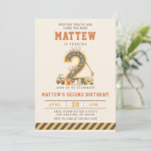 Construction Vehicles 2nd Birthday Invitation 招待状 (スタンド正面)
