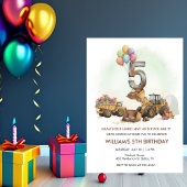Construction Vehicles 5th Birthday Invitation  招待状