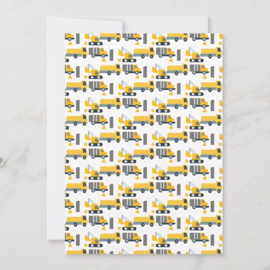 Construction Vehicles Birthday Dump Big One 招待状 (裏面)