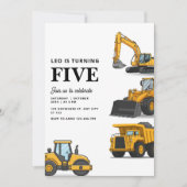 Construction Vehicles Birthday Dump Truck Party 招待状 (正面)