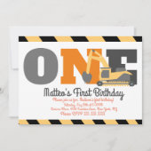 Construction Vehicles Birthday First Birthday 招待状 (正面)