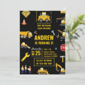 Construction Vehicles Birthday Party Digital 招待状 (スタンド正面)