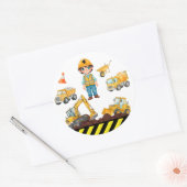 Construction Vehicles Birthday Party Sticker ラウンドシール (封筒)
