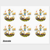 Construction Vehicles Birthday Party Sticker ラウンドシール (シート)