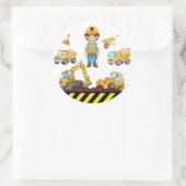 Construction Vehicles Birthday Party Sticker ラウンドシール (バッグ)