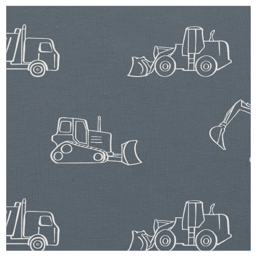 Construction Vehicles Builder Boy Truck Dark Blue ファブリック (クローズアップ)