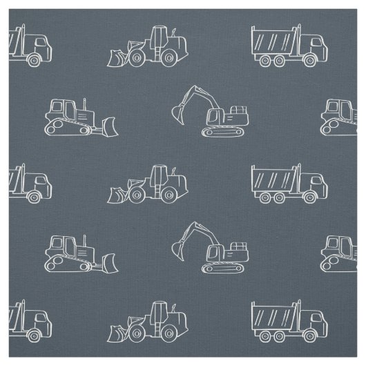 Construction Vehicles Builder Boy Truck Dark Blue ファブリック (見本)