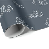 Construction Vehicles Builder Boy Truck Dark Blue ラッピングペーパー (ロールコーナー)