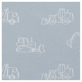 Construction Vehicles Builder Boy Truck Light Blue ファブリック