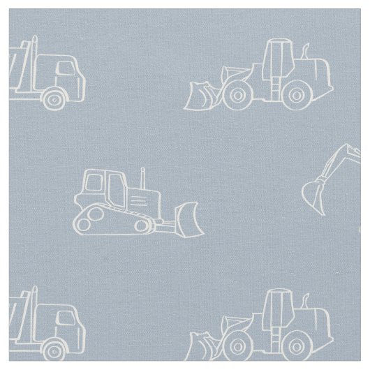 Construction Vehicles Builder Boy Truck Light Blue ファブリック (クローズアップ)
